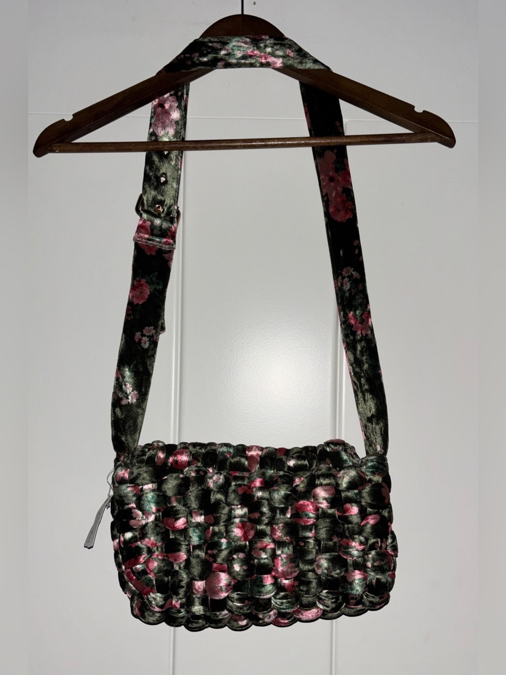 Dailey Practice By Anthropologie Woven Velvet Crossbody Bag OS NEW Chic Boho
